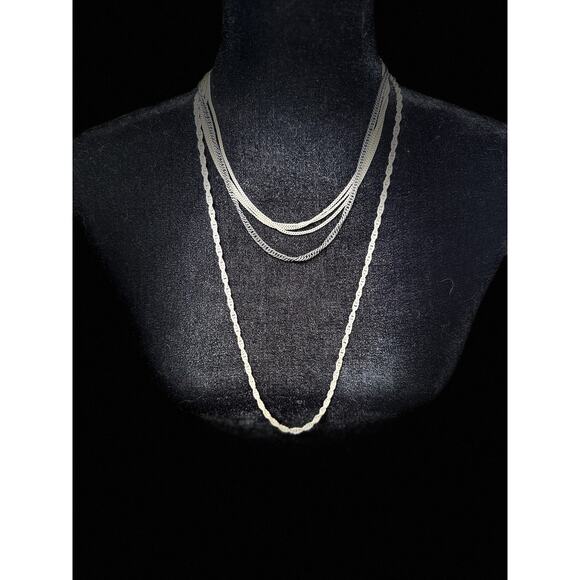3 HEIDI Klum Chain Necklaces Silver, Black - Picture 1 of 4